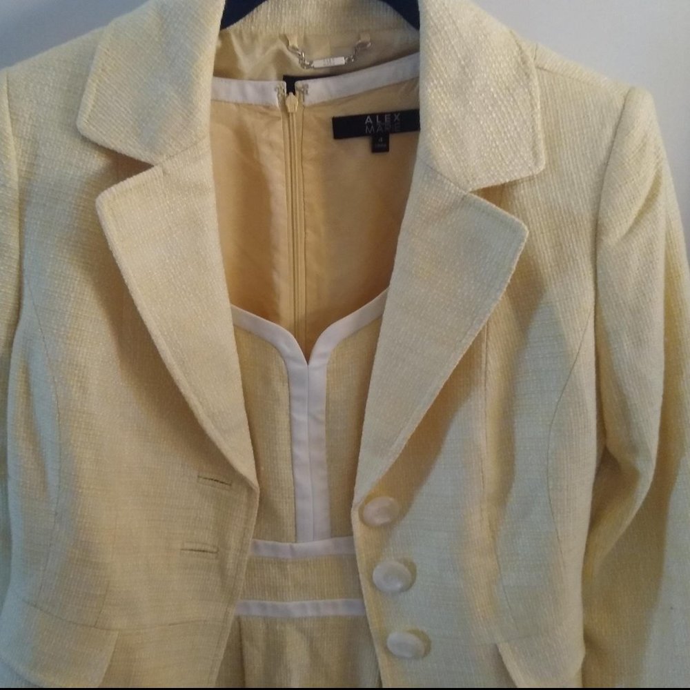 Classy Alex Marie Suit Tailored Sheath Dress Blazer Lined Size 4
